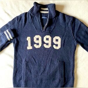Nautica Classic Varsity Quarter Zip Sweatshirt Wool Blend Mens Size Medium
